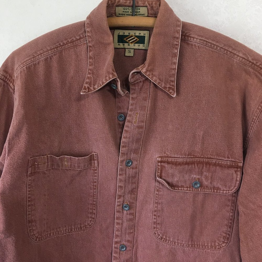 VINTAGE faded Joseph Abboud Men's Casual Button Down Shirt - Rust